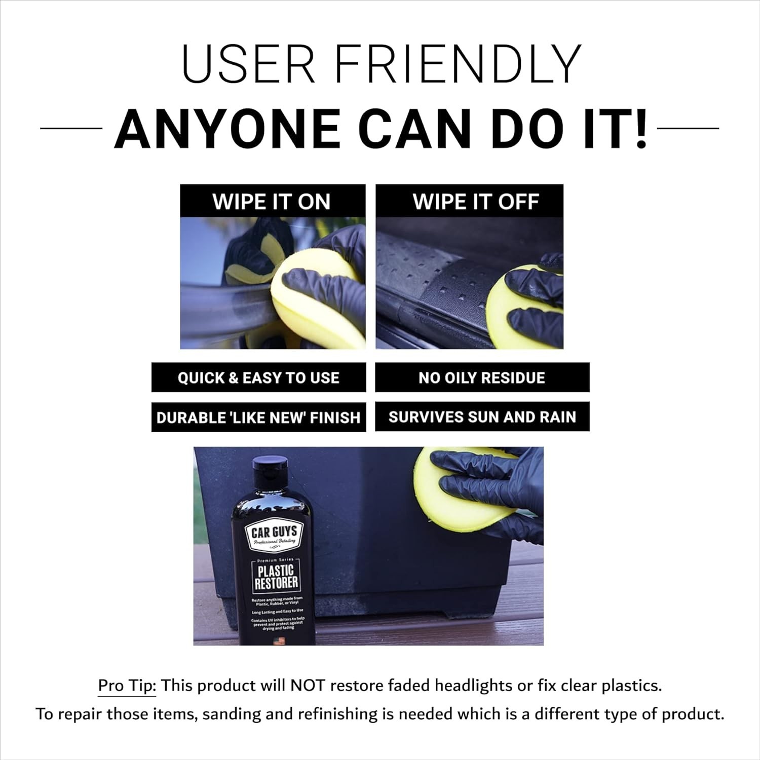 Water-Repellent Plastic & Vinyl Restorer – User-Friendly 8 Oz Foam Applicator