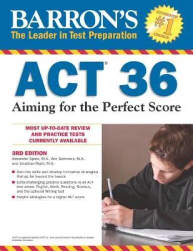 Barron’s ACT 36, 3rd Edition: Aiming for the Perfect Score – Paperback – GOOD