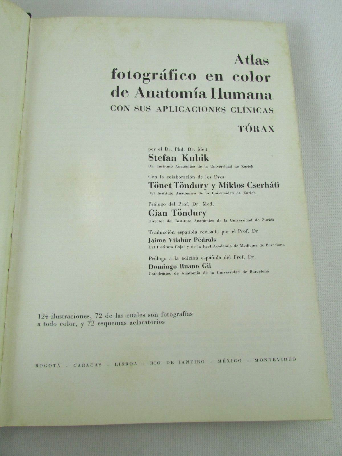 Atlas Fotográfico En Color De Anatomía Humana Con Aplicaciones Clínicas Torax