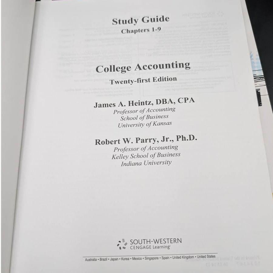 South-Western Cengage Learning Textbook College Accounting Study Guide Paperback