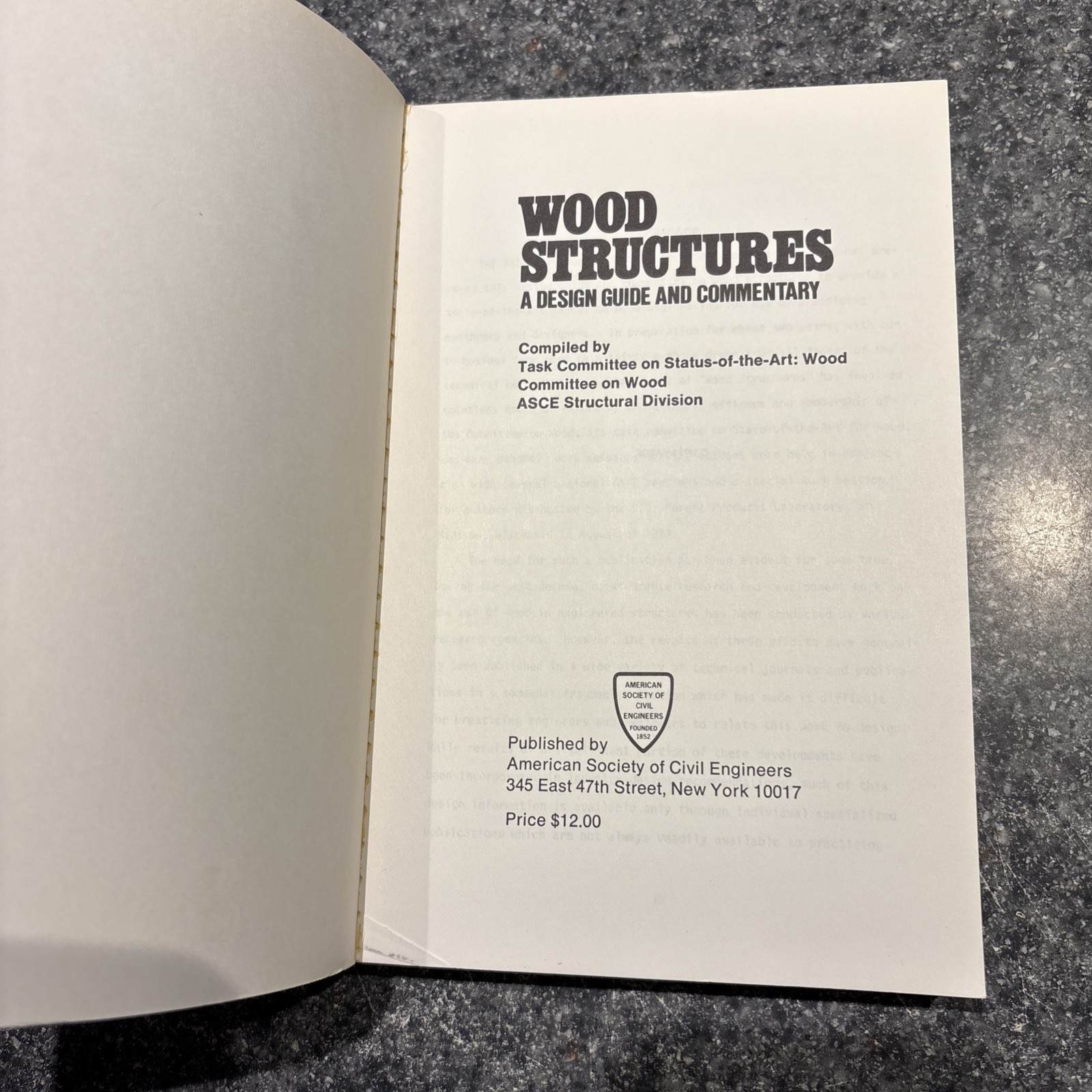 A Design Guide and Commentary Wood Structures ASCE 1975 Paperback