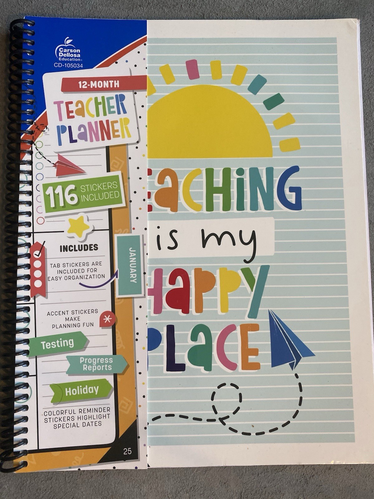 Carson Dellosa Happy Place Teacher Planner (128 pages, 116 stickers)