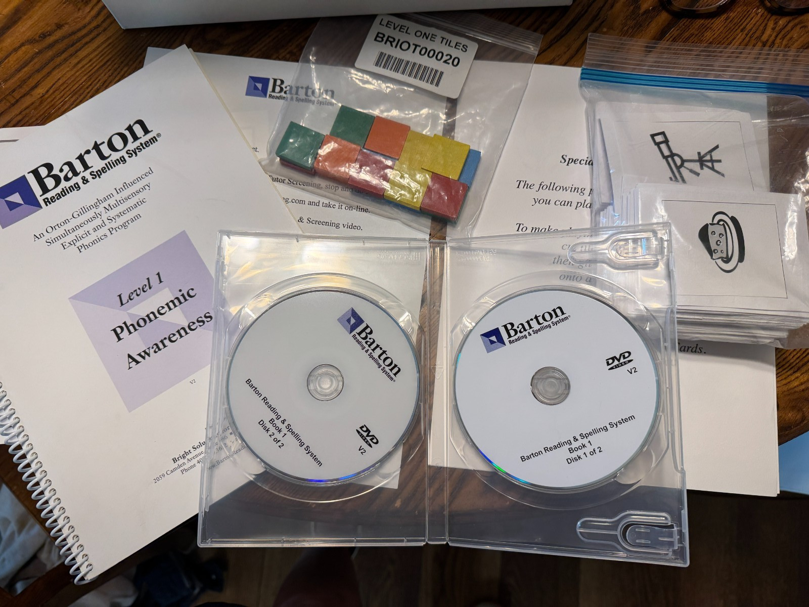Barton Reading & Spelling System Level 1 Phonemic Awareness Kit Susan Barton