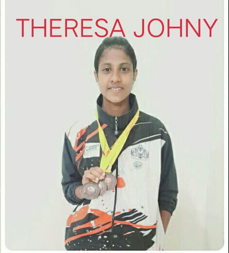 Third Year BA Malayalam Student Teresa Johny Bagged Three Bronze Medals for Kerala in the National Dragon Boat Competition Held in Himachal Pradesh from November 15 to 18.